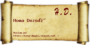 Homa Dezső névjegykártya